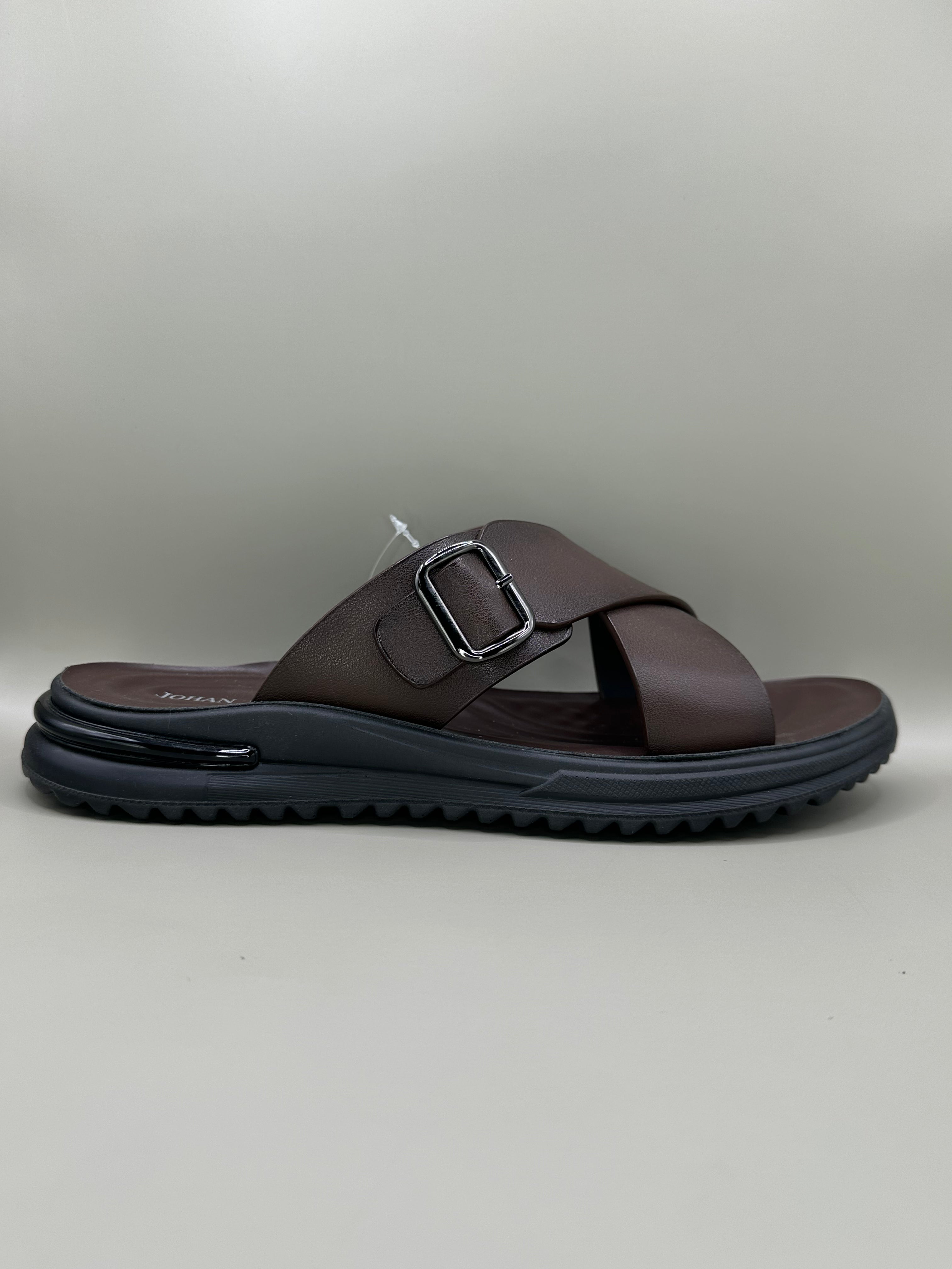 Șlapi bărbați piele naturală Johan Scarpe 202-405 Maro