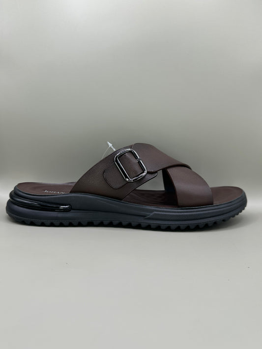 Șlapi bărbați piele naturală Johan Scarpe 202-405 Maro
